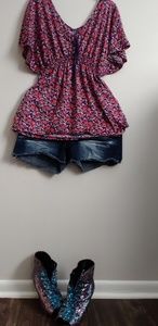 Cinched Waist Top & Shorts (L/XL)